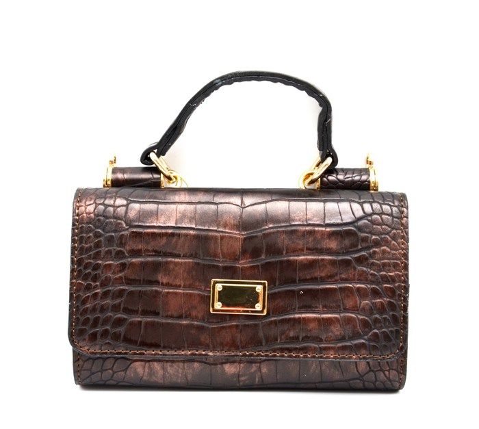 E728B Sac Pochette Simili Cuir Effet Croco ou Python avec Rabas Anse