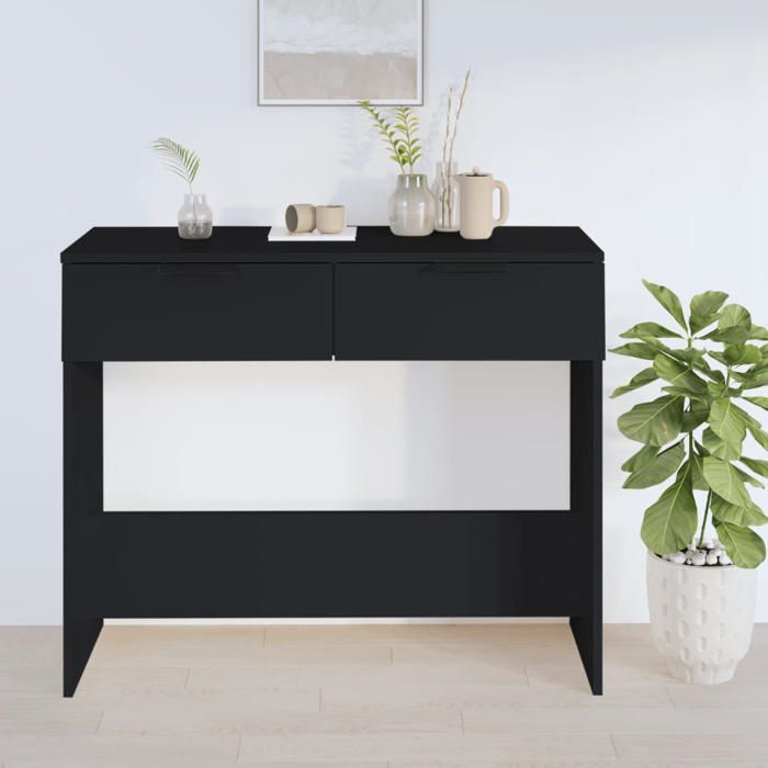 NEW Table console - Table couloir noir 90x36x75 cm bois dingénierie 12352