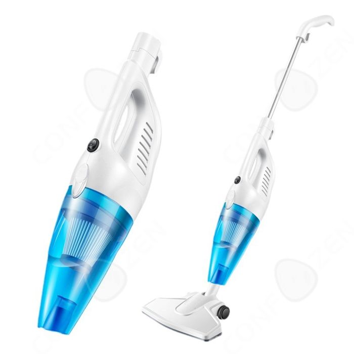 Balai Manuel 3 En 1 Sans Fil - Aspirateur, Balai à Poussière Et Serpillère - Tige Réglable 102 Cm, Bleu - Pour Sols Durs Et Tapis - 3