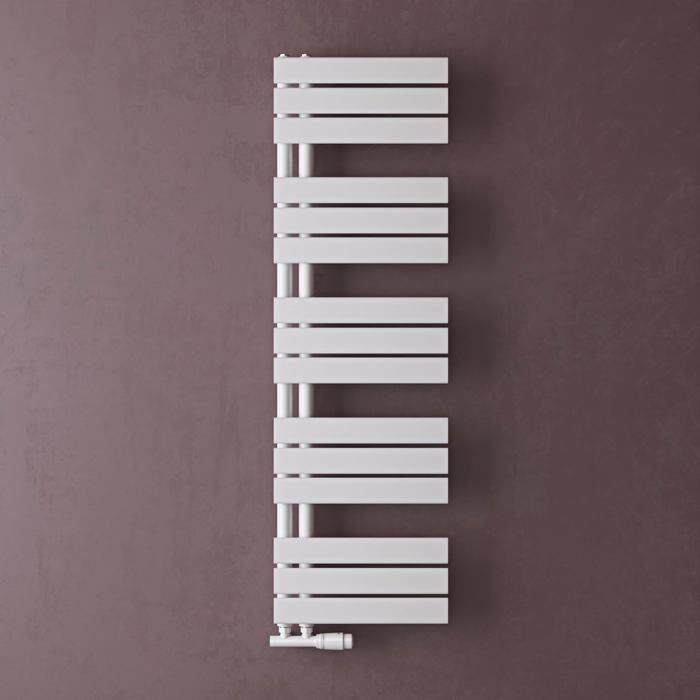 doporro Radiateur de Salle de Bain Sèche-Serviette 131x40cm Radiateur à Eau Chaude ou Électrique Blanc Sèche-Serviettes Design FN