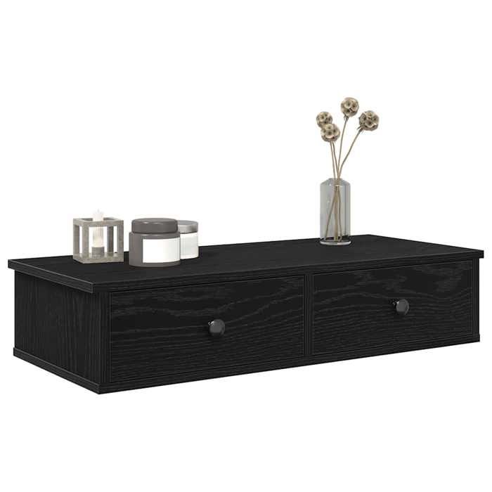 vidaXL Étagère murale avec tiroirs noir 80x31x17 cm bois dingénierie 859951