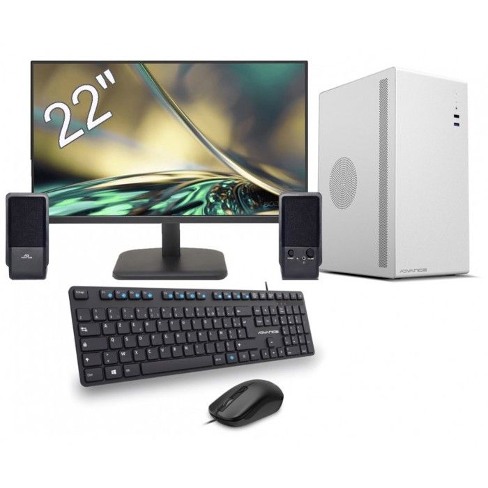 Pc de bureau Tour + écran 22  – AMD Ryzen 5 – SSD  240GB – 8GB + Clavier & Souris & HP filaires – Windows 11 Pro