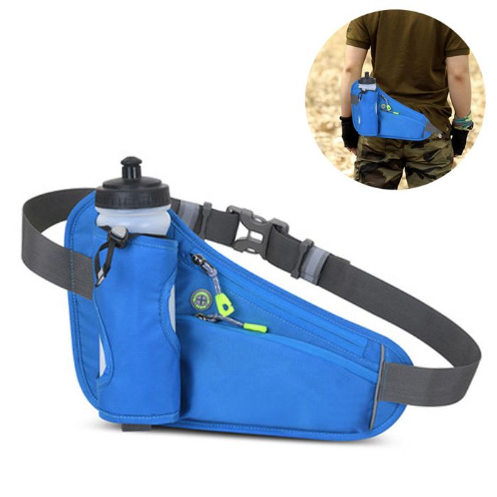 Ceinture de course avec porte-bouteille deau sac banane de sport avec stockage pour téléphone et écouteurs réfléchissante.