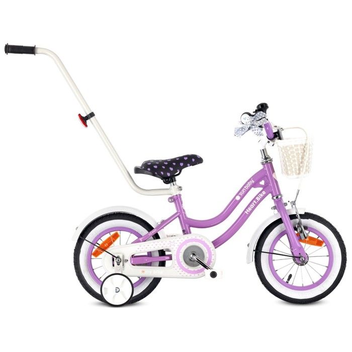 Vélo Enfant - Heart Bike - Roues 12 - 2 à 4 ans - panier - cloche - garde-boue - Violet