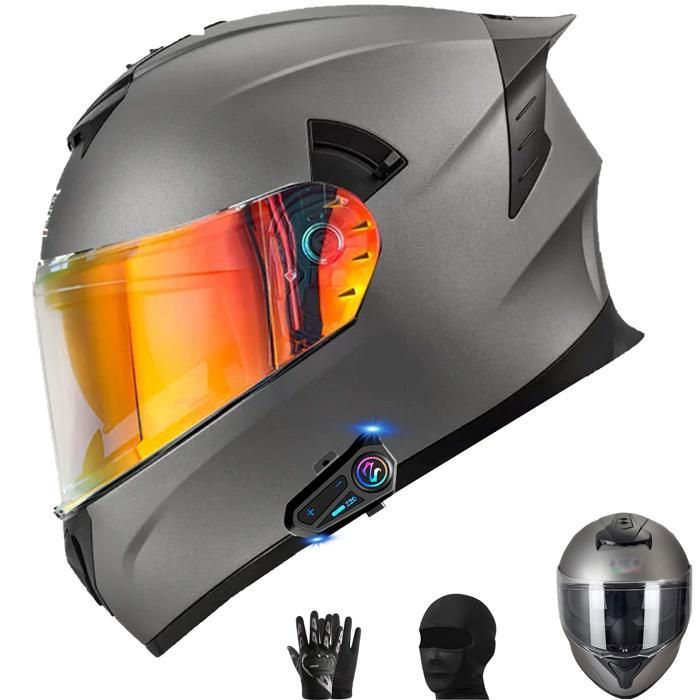 Casque Moto Integral Pour Homme Et Femme ECE 22-05 Homologué Casque De Moto De Route Avec Double Visière - Grand Aileron Arrière Et Pare-Soleil Coloré Q,XXXL