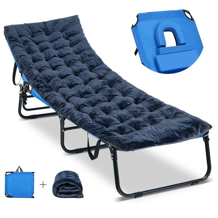Chaise Pliante COSTWAY Avec Tablette Latérale – Capacité 180 Kg, Tissu Oxford 600D, Porte-gobelet – 82x46x88 Cm, Pour Camping Pêche Plage