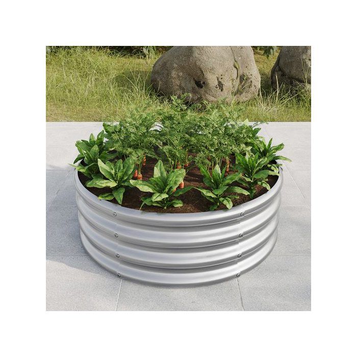Jardinière surélevée en acier peint par poudrage gris 260x40x68 cm