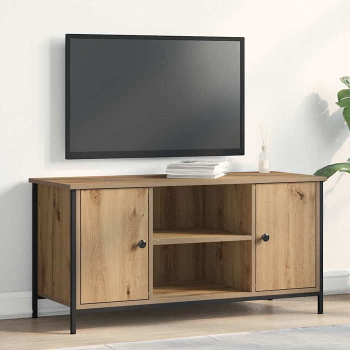 Meuble TV moderne - VIDAXL - 100x40x50 cm - Chêne artisanal - Bois dingénierie - 2 portes - Grand espace de rangement
