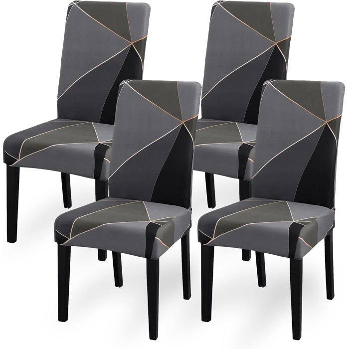 Housses de chaises ensemble de quatre housses élastiques pour chaises de salle à manger housses décoratives amovibles et lavables