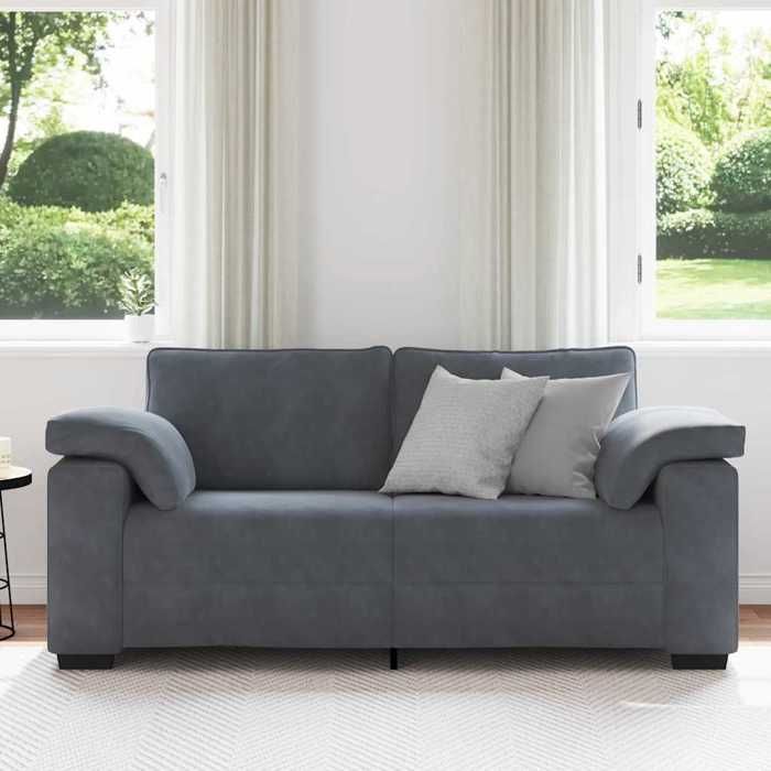 Meuble Canapé causeuse - JILI - SOFA PETIT DOUBLE - gris foncé 140 cm velours JJ1918