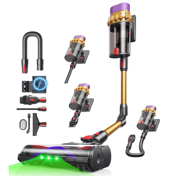 Aspirateur balai sans fil C10 EVO68KPa / 600W / 70MinAspirateur balai avec mode automatiquedesign autoportant18L réservoir double