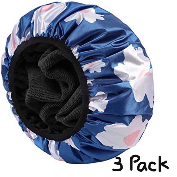 Bonnets de douche réutilisables - ULISEM - Lot de 3 - Imperméable triple épaisseur - Taille extra-large