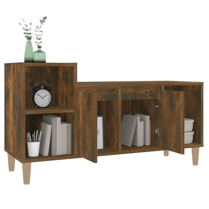 SALE Janvier MODERNE Cabinet TV - MGH - MEUBLE TV/HIFI - Avec rangement - Chêne fumé 100x35x55 cm - Bois dingénierie TT999