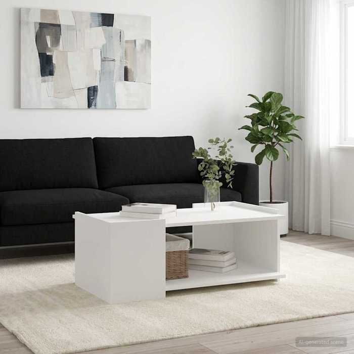 vidaXL Table basse Blanc 90 x 50 x 33 cm Bois dingénierie 8000994