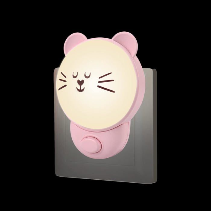 Veilleuse Bébé sur Prise Électrique Lampe de Nuit Motif Chat avec Interrupteur pour Chambre denfant Nouveau-né