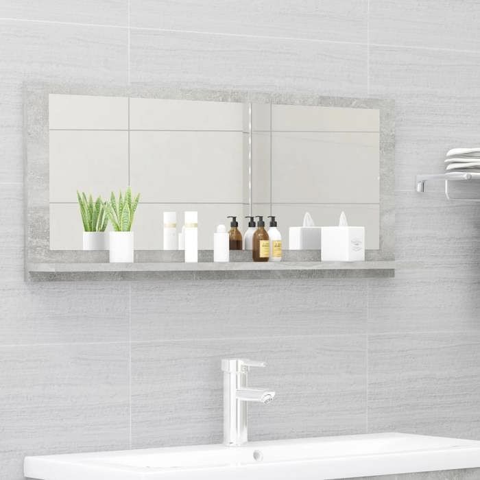 Sale juilletMiroir de salle de bain - vidaXL - verre - gris béton - grand rangement - 90 x 10 5 x 37 cm dbk54m