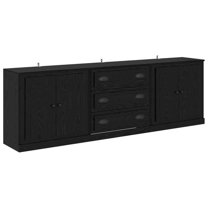 Lot de 3 Buffets - vidaXL - enfilade - bois dingénierie - chêne noir - 210 x 355 x 675 cm - 4 portes à charnières - 3 tiroirs{ely