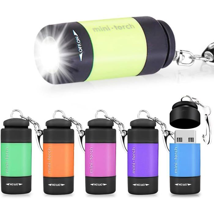 Mini Lampe de Poche6 pièces Lampe de Poche LED Enfant revêtement en silicone rechargeable USB IP65 lampes de poche étanches avec