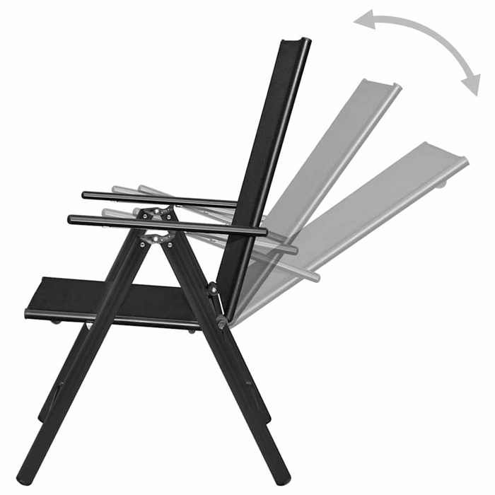 Chaises pliables de jardin 4 pcs Aluminium et textilène Noir_2 ans garantie_29996