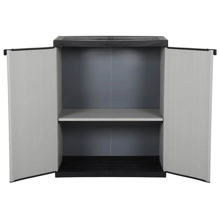En PromotionArmoire de rangement de jardin Moderne - protection UV Coffre doutils/Armoire haut - 1 étagère Gris/noir 68x40x85cm