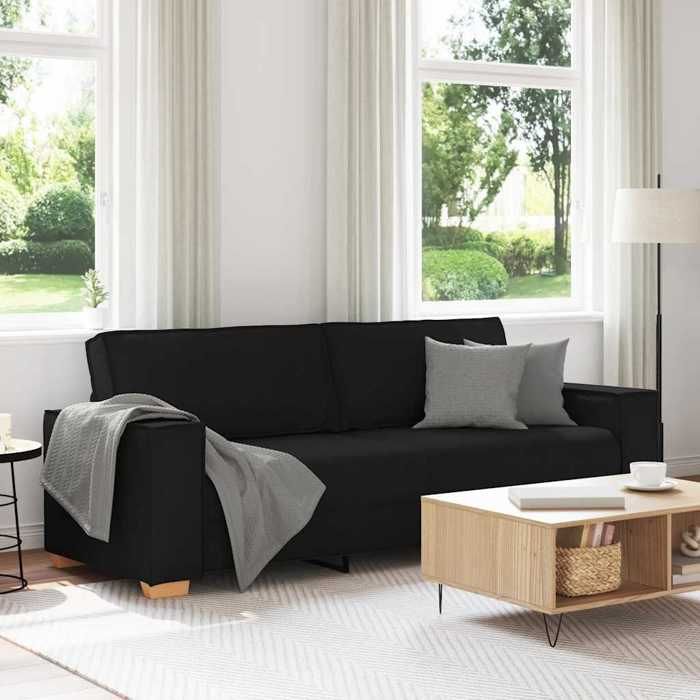 Canapé 3 places Noir 220x78x84 cm Tissu - Cadre durable - design élégant(10042)