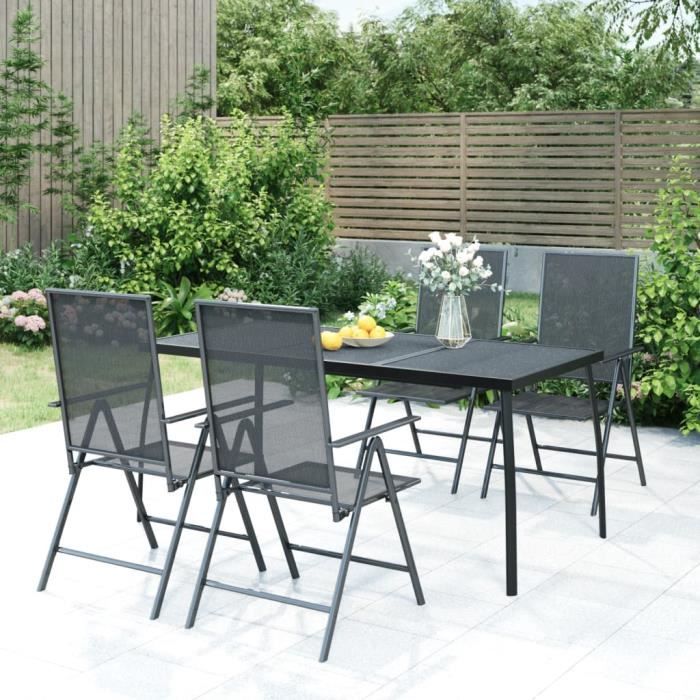 Table de jardin anthracite 165x80x72 cm Treillis dacier-AKO7802103920628