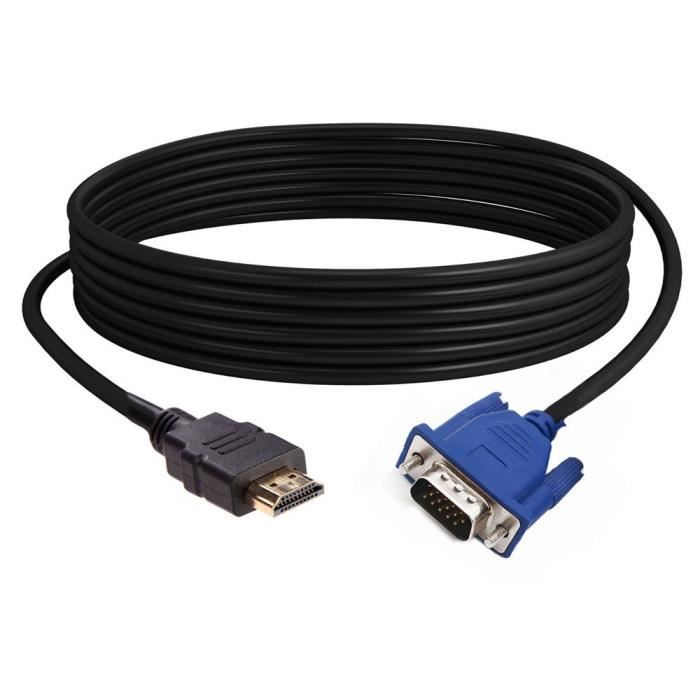  10M C&acirc;ble HDMI HDMI vers VGA HD 1080P avec c&acirc;ble adaptateur audio HDMI vers VGA C&acirc;ble C XLQ61223704C_1909 
