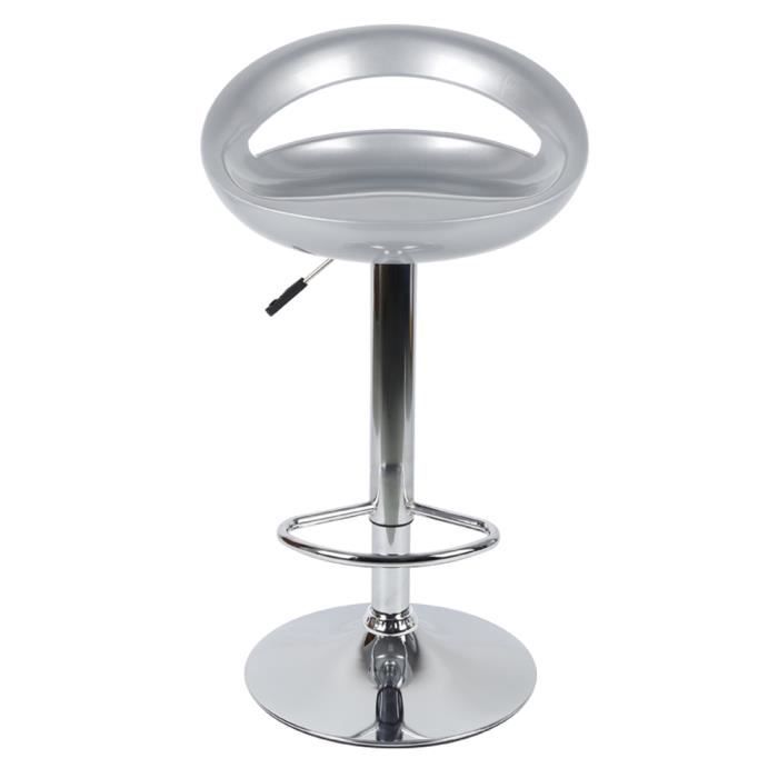 Tabouret de Bar Réglable en Plastique ABS - Style Moderne Gris - Hauteur réglable 81-101cm - Lot de 2