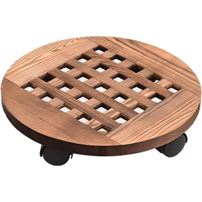 2 Supports à Plantes Avec Roulettes En Bois - 25x25cm - Porte Pot De Fleurs Roulant - Capacité 150kg - Pin Naturel