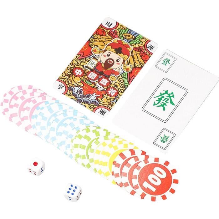 Mahjong De Voyage En Papier – 144 Cartes + 2 Dés – Silencieux Et Léger – Idéal Pour Les Déplacements