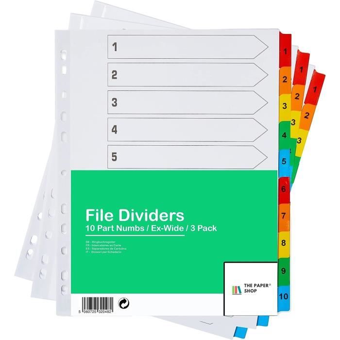 Lot De 20 Intercalaires Vierges A4 Q Connect - Onglets Personnalisables, Couleurs Assorties, Perforés Pour Classeur