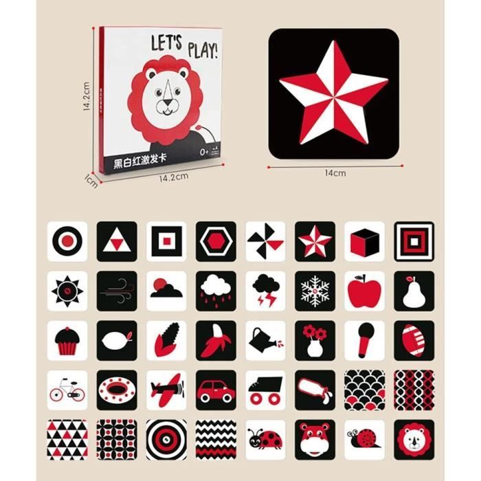 Birtern Cartes Flash bébé,16 Cartes Flash pour bébé à Contraste élevé | Cartes de Contraste pour