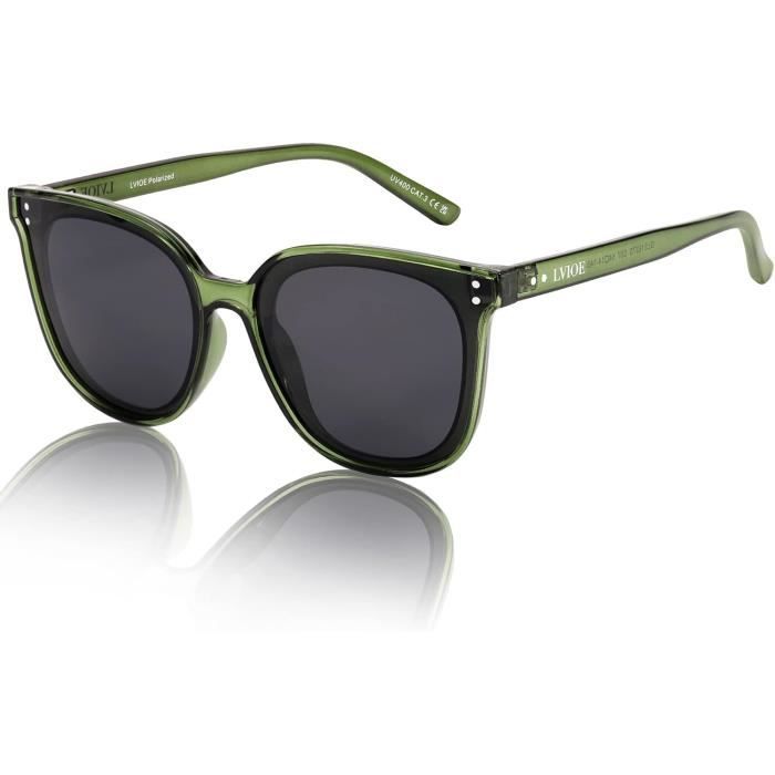 Lunette De Soleil Femme Polarisee Grande Vintage Lunettes Anti Reflet Uv Protection p7704 M vert Achat Vente lunettes de soleil Neuf Cdiscount