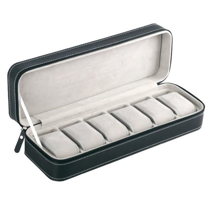 Boîte à Montres Ohuhu 6 Emplacements - Coffret Velours Avec Couvercle Verre, Dimensions 30x11,2x8 Cm, Idéal Cadeau Anniversaire Ou Fête Des Pères
