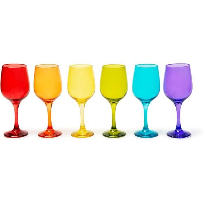 Lot De 12 Verres En Acrylique Multicolores | 330 Ml | Empilables Et Incassables | Parfaits Pour Cocktails, Jus, Eau