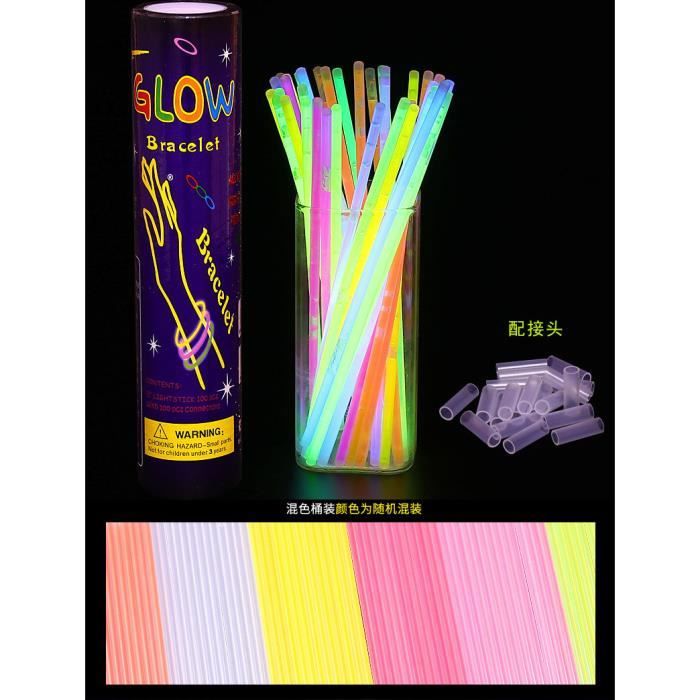 100 Bracelets Fluorescents Lumineux - Bâtons lumineux, loups et lunettes de fête gadgets néon - Déco Noël et Nouvel An - Maison