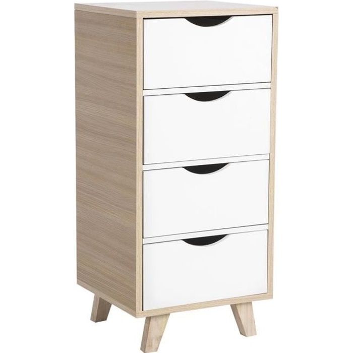Armoire De Rangement En Bois Avec 4 Tiroirs Pour Salle De Bain Cuisine Salon Maison Achat Vente Petit Meuble Rangement Soldes Sur Cdiscount Des Le 20 Janvier Cdiscount
