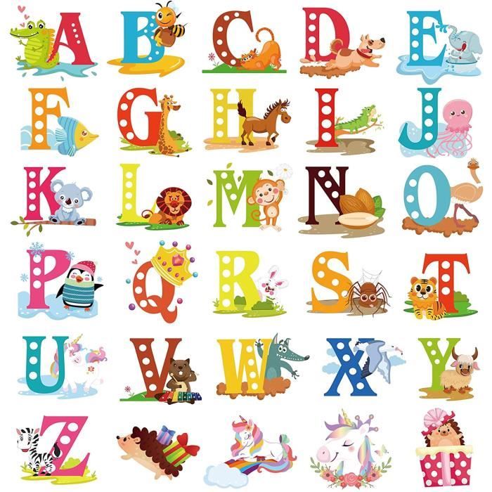 Vinyle et autocollants pour enfants les animaux alphabet en anglais