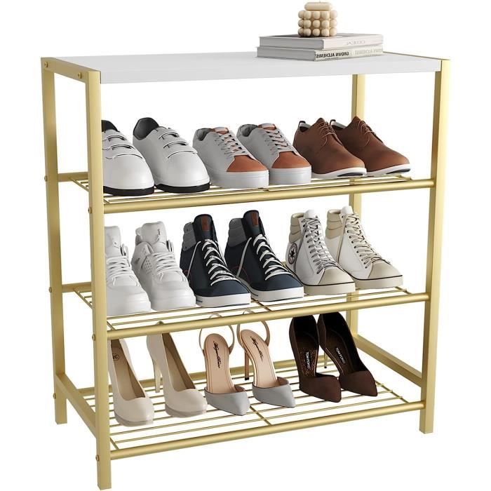 Etagère à Chaussures 5 Niveaux En Métal Noir Et En Bois Beige | 3 Suisses