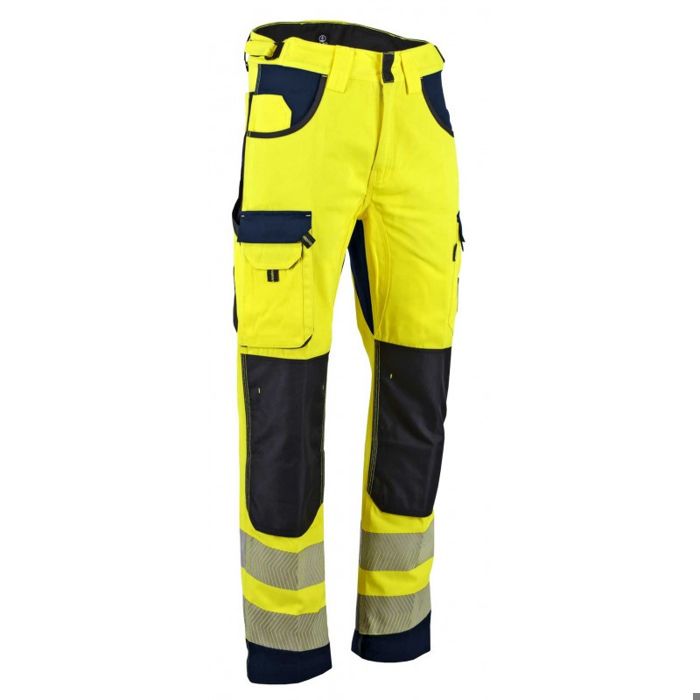FONIRRA Homme pour Combinaison de pluie haute visibilité de classe 3 avec capuche pliable Veste et pantalon de travail imperméables de sécurité réfléchissants Bleu Marine Bas