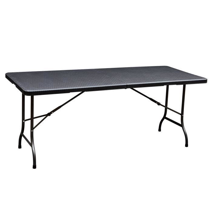 Table Pliante Noire 180 Cm Imitation Rotin Table De Brasserie