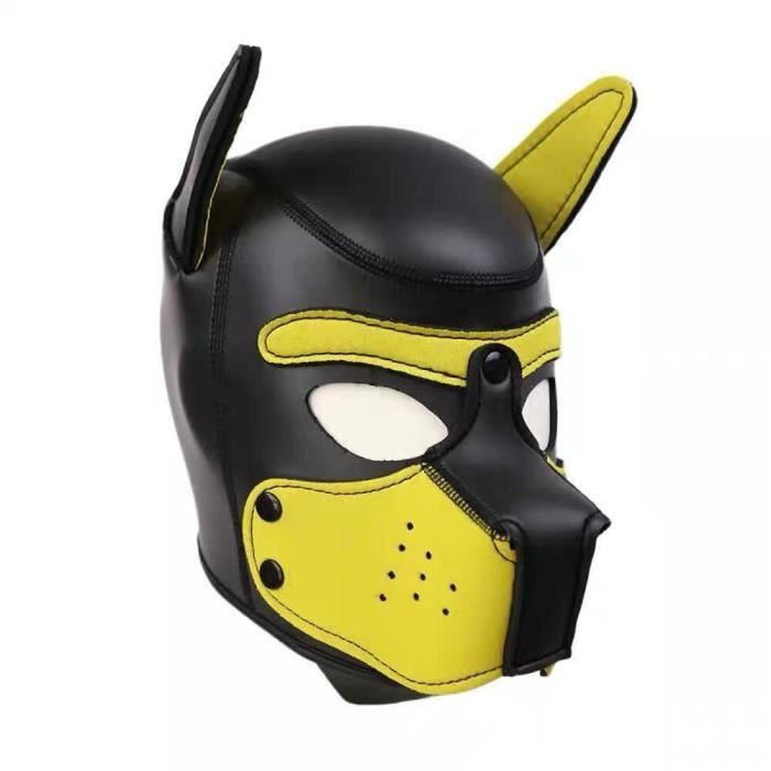 Masque Pour Chien En Latex Doux Avec Oreilles, Masque Pour Chiot Pour Cosplay Party Kit De Mascarade (masque, Collier, Brassard, Sangle) (couleur : Marron, Taille : L