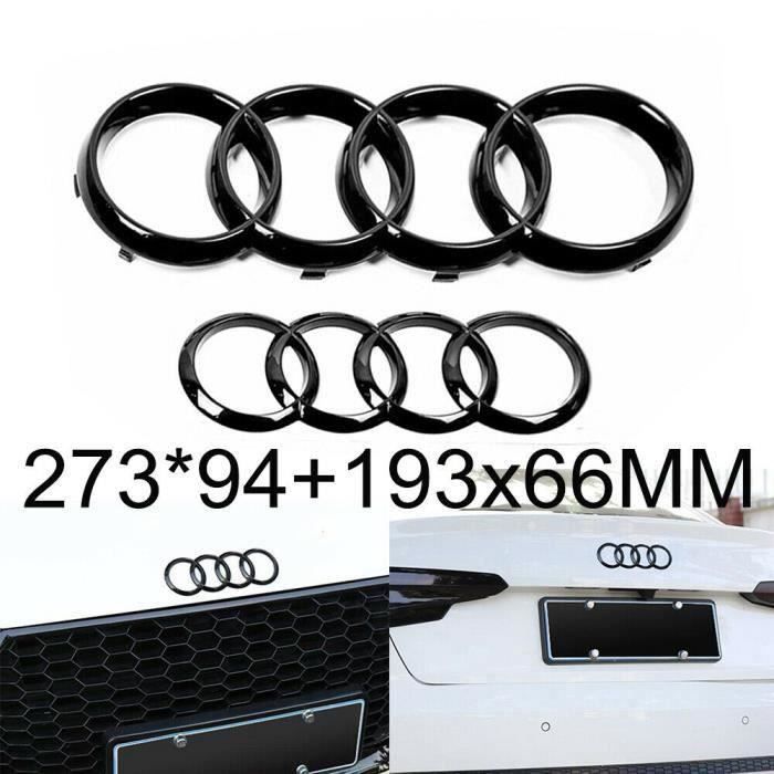 BEQ - 2pcs Insigne logo emblème badge calandre grilles avant 273mm + arrière 193mm noir brillant pour Audi A1 A3 A4 A5 A6 Logo Noir