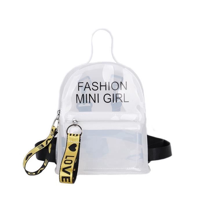 Blanche 2020 new boys and girls transparent small backpack casual super fire fashion wild shoulder jelly ba Cdiscount Bagagerie Maroquinerie