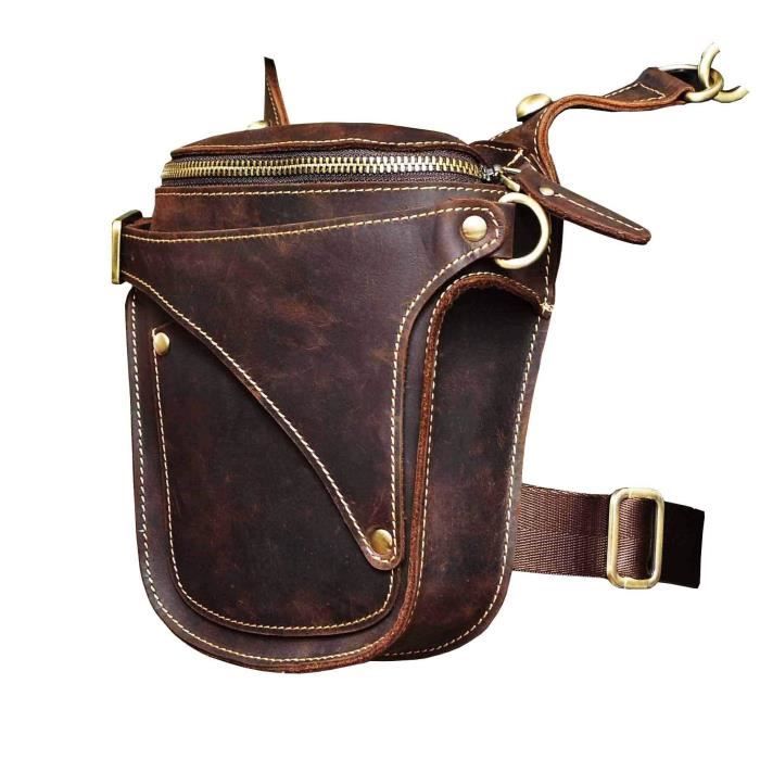 Le aokuu Sac De Jambe Moto Sac la Taille en Cuir v ritable Sac
