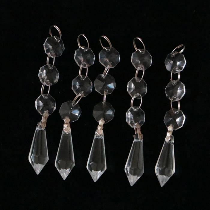 Lot De 10 Prismes De Cristal Transparents De Remplacement Pour Lustre, Décoration De Lampe Blanc Transparent 86489337