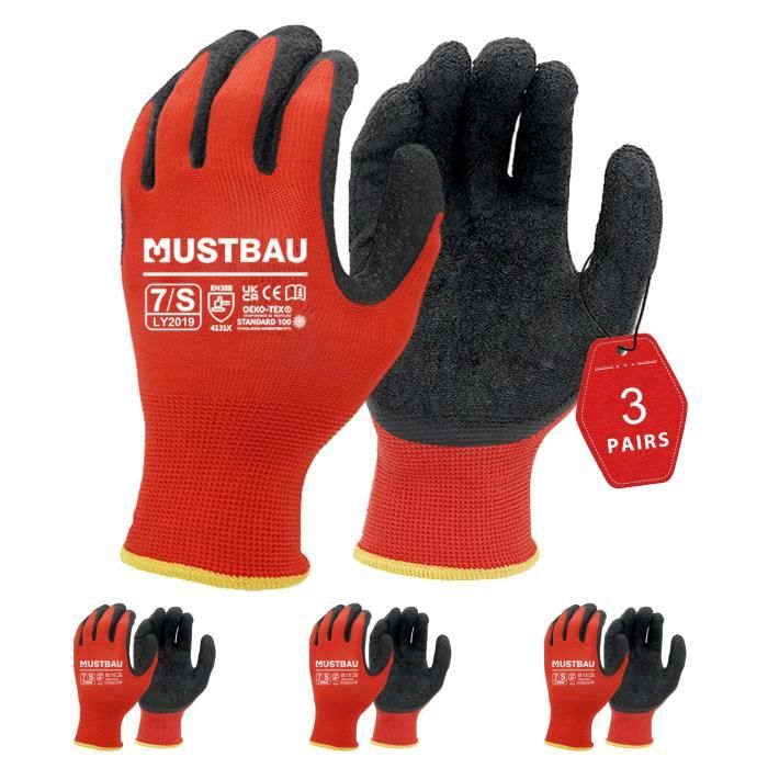 Gants De Travail Latex Rouge Antidérapants - Lot De 100 Paires - Taille L - Fabriqués En Corée