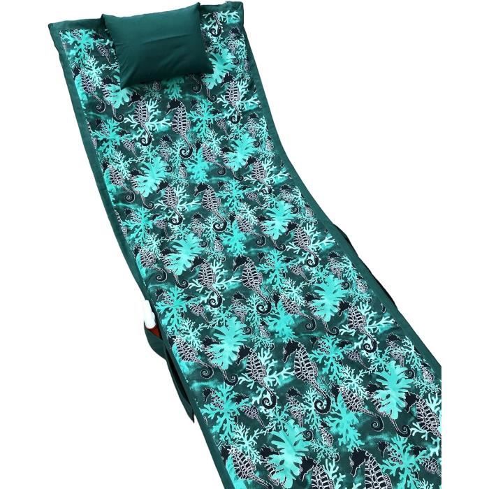 Serviette De Plage Palau – Lit De Plage/piscine Avec Coussin Rembourré Et Poches Latérales, 75x195 Cm, émeraude