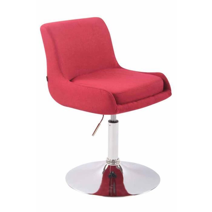 fauteuil lounge club en tissu - rouge - clp - pivotant - réglable en hauteur