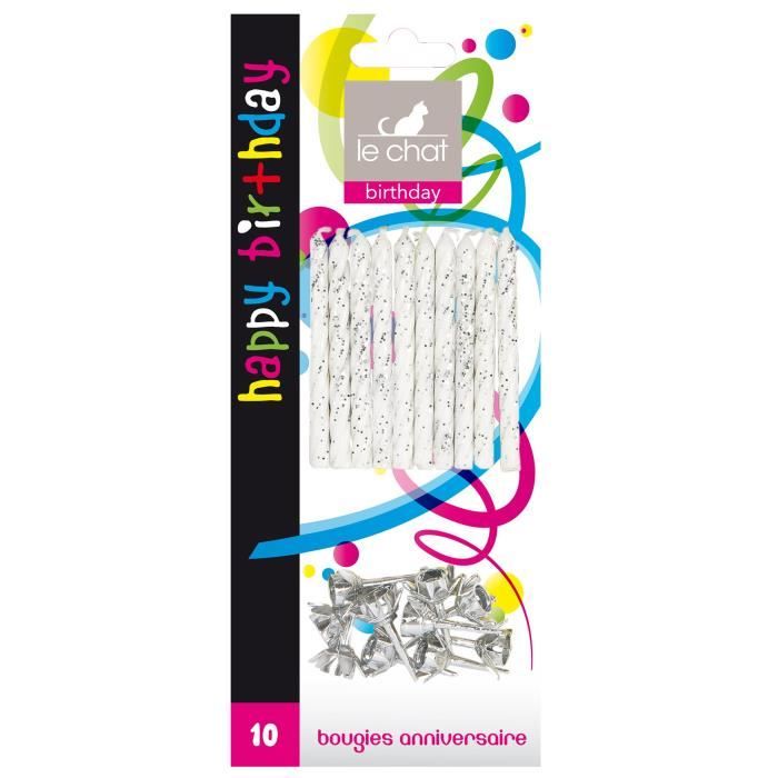 Le Chat Lot De 10 Bougies D Anniversaire Avec Support 8 8 X 1 5 X H 21 3 Cm Blanc Avec Paillettes Argent Achat Vente Bougie Anniversaire Cdiscount Le Chat Lot De 10 Bougies D Anniversaire Avec Support 8 8 X 1 5 X H 21 3 Cm Blanc Avec Paillettes Argent Achat Vente Bougie Anniversaire Cdiscount